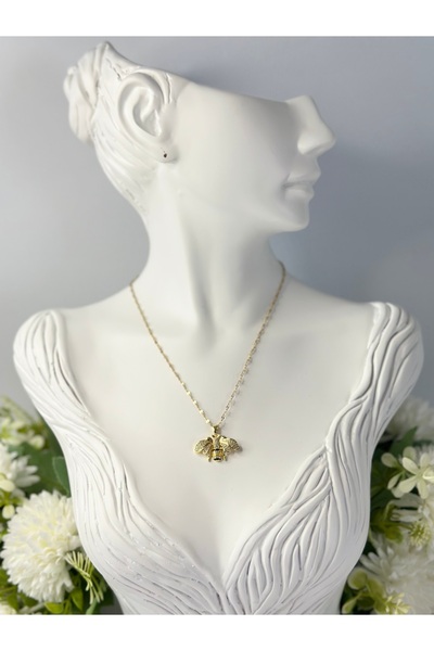 New Meluna Steel Bee Figured Necklace – Stylish Women's Necklace with Vip Zircon Stone Detail