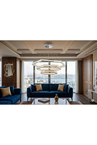 Baviyer Aydınlatma Tarta 3 katlı Krom Modern Led Avize 3 renk