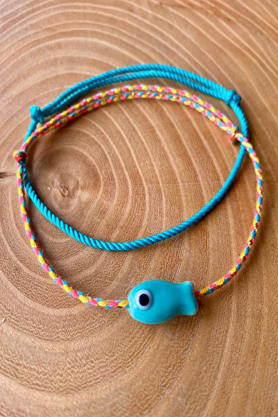 Shepidi 2-Pack Blue Ceramic Fish Adjustable Anklets