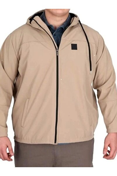 cusseli Large Size Men's Hooded Coat Waterproof Softshell 21235 Beige