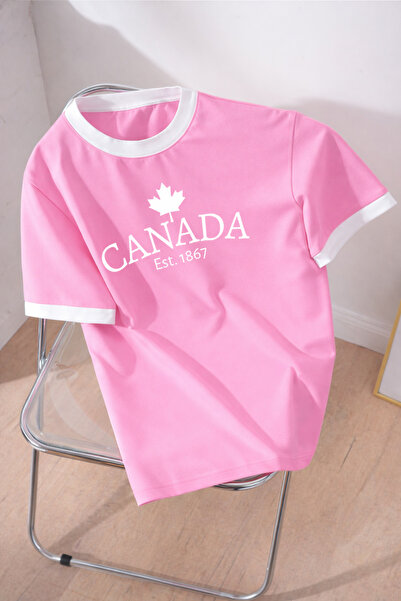 Revasser Γυναικείο πολύχρωμο μπλουζάκι με λαιμόκοψη CANADA Special Design με ...