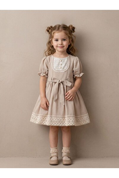 Cherrys Bebek Δαντελωτό. Βαμβακερό Σετ Ρούχων για Κορίτσια με Ζάρες