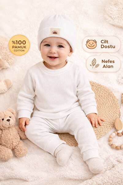 MiniMino Kids طقم ملابس أطفال من 3 قطع مع قبعة
