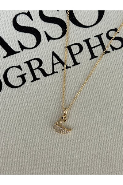 olvera shine 316L Steel Mini Gold Swan Necklace