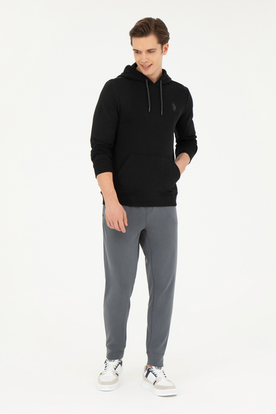 U.S. Polo Assn. سويت شيرت أساسي أسود بقلنسوة للرجال 50261140-VR046