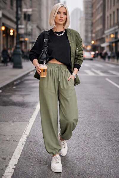 ibeeka Bohemian relaxed fit elastic cuffed jogger pants