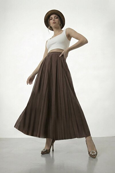 VAGGON تنورة ميدي بطيات عالية الخصر