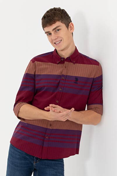 U.S. Polo Assn. Men's Cherry Long Sleeve Shirt 50257005-Vr223