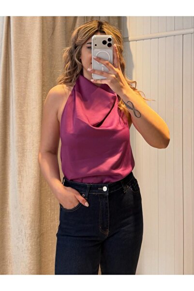 BUSHH.CO DİK YAKA SATEN BLUZ