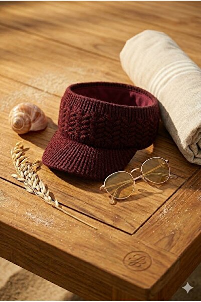 Belifanti Collection Premium Burgundy Knitted Knitwear Visor Hat Flexible Str...
