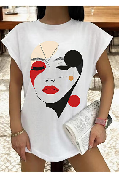 SUNFREE ΑΒΣΤΡΑΚΤΟ ΓΥΝΑΙΚΕΙΟ ΜΠΛΟΥΖΑΚΙ με στάμπα, αμάνικο, oversized, με μηδεν...