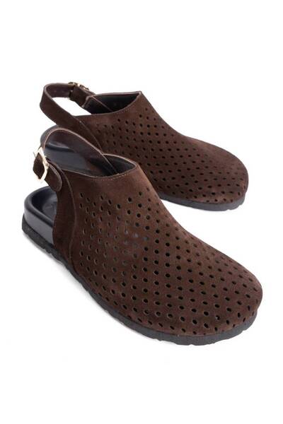 inyola Women's Genuine Leather Sandals with Hole Detail 6357