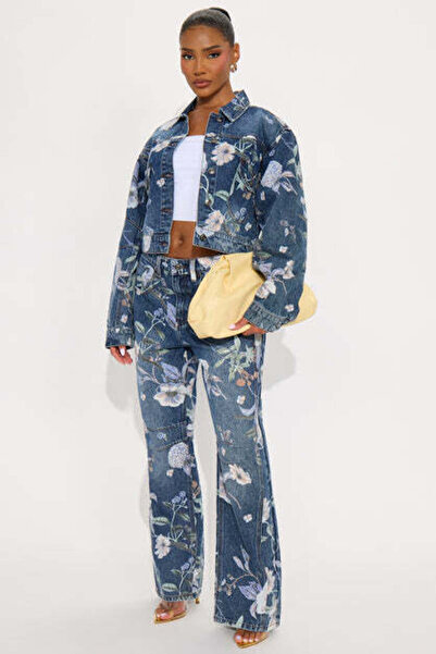 FASHION NOVA Pocket Of Posies Straight Leg Jeans - Dark Wash