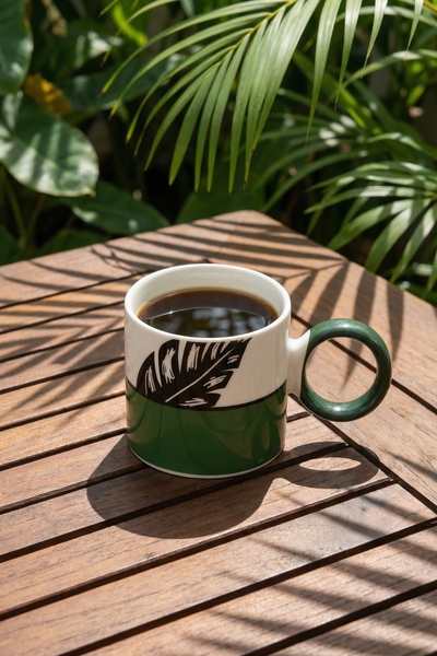 ACAR Cana de porțelan de vară verde - 355 ml