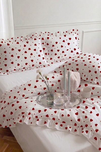 EVA Patterned Ruffled Duvet Cover Set Single / Without Sheets