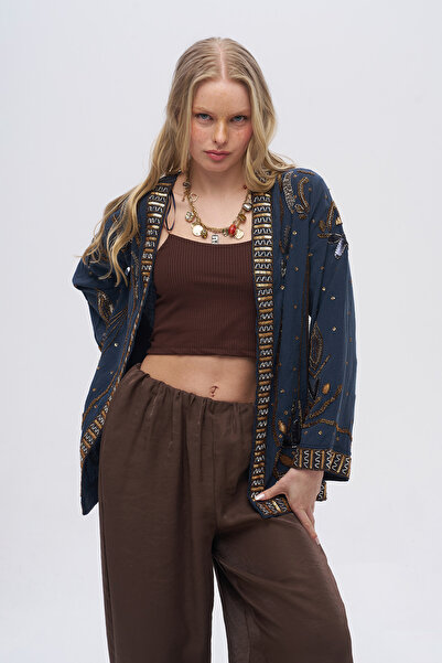 Orfeo Negro Women's Embroidered and Sequin Detailed Kimono