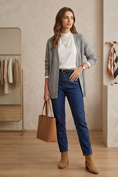 QBZ Gray Knitted Cardigan