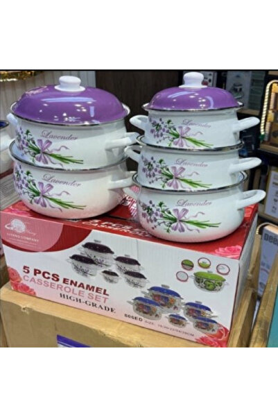 alharbi22est Shinko 5-Piece Casserole Set - Purple Rose Pattern