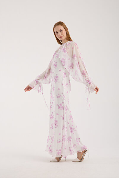 Stylish Fashion Stylish Fashion Turkish Soft Purple Dress Made from Chiffon F...