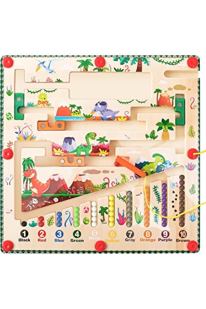 SARALMA Tabla de activitati educativa din lemn cu labirint magnetic, numere s...