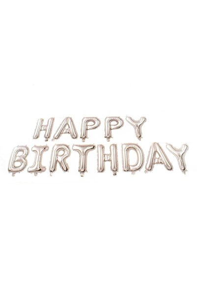 OEM Happy Birthday Silver Foil Balloons (Top Bottom Set of 3)