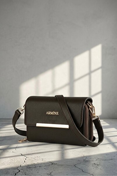 Armine Women's Brown Flat Cross Strap Hand & Shoulder Bag 381