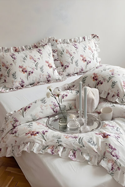 EVA Patterned Ruffled Duvet Cover Set Single / Without Sheets