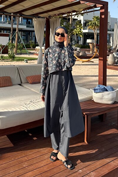 lurex moda Yeni Desenli Uzun Tesettür Mayo
