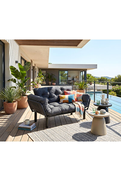 Pafu Nitta İkili Su Geçirmez Yataklı Bahçe Koltuğu - Antrasit