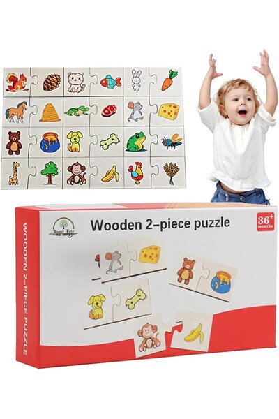 SARALMA Puzzle educativ din lemn Wood Fate cu 24 piese, pentru copii 36+ luni