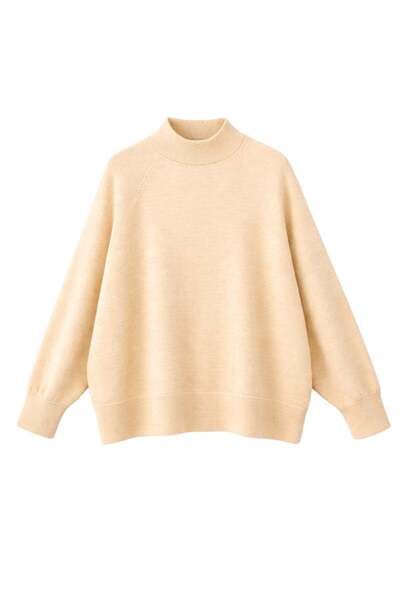 Mixray 7003 سترة تريكو أساسية ذات ياقة عالية للنساء مقاس كبير، لون جملي