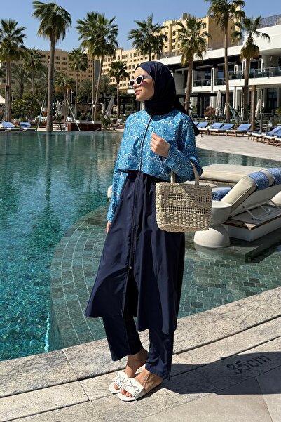 lurex moda Yeni Desenli Uzun Tesettür Mayo
