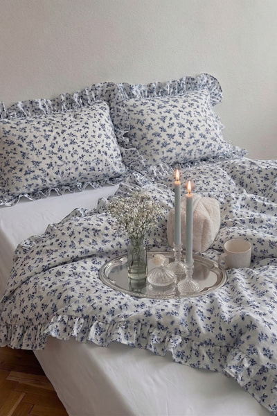 EVA Patterned Ruffled Duvet Cover Set Single / Without Sheets