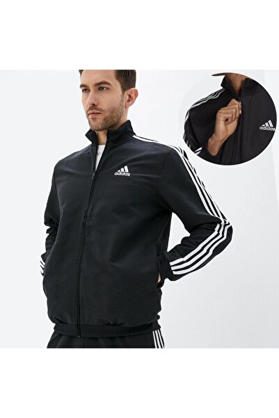 Adidas Sportswear Black Sports Tracksuit with White Stripes, Technical Materi...