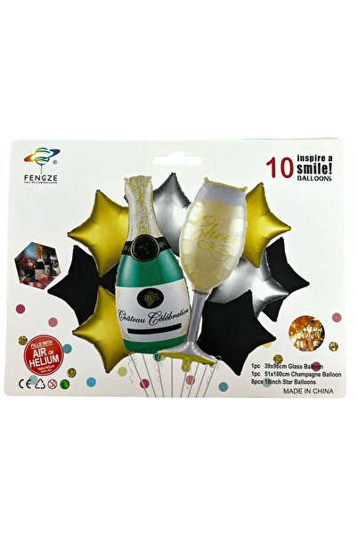 OEM Baloane Sticla Sampanie,Pahar Si Stele 10/Set