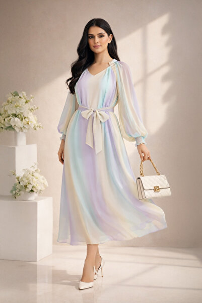 Stylish Fashion Stylish Fashion Turkish Chiffon Colorful Dress