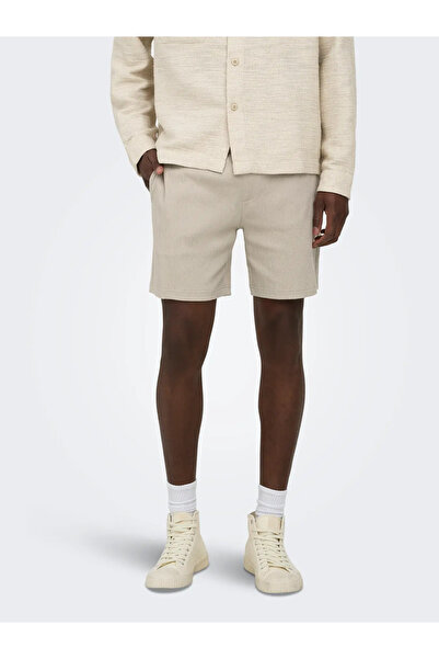 Only & Sons Ανδρικό σορτς μπεζ με κορδόνι στη μέση - 22037537