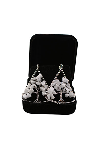 OEM Triangular earrings with white stones – elegant delicate design