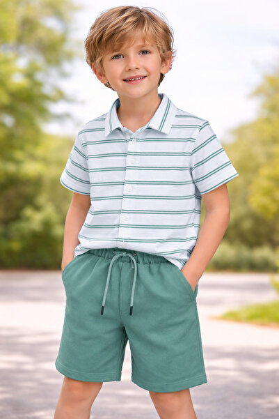 CMK PREMIUM CMK 23003-26 Ριγέ Πόλο Γιακάς Αγορίστικο Σετ Άνετη Εφαρμογή Καλοκ...