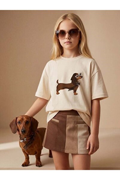 Zekids Κοριτσίστικο μπλουζάκι με σχέδιο σκύλου και πέτρινη λεπτομέρεια