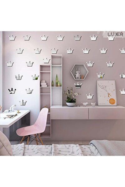 LUXER Set 15 Oglinzi Acrilice Decorative, Model Coroană (Crown), Autoadezive,...