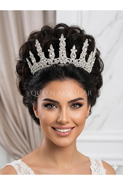 QUEEN AKSESUAR سلسلة ريجاليا فيسبيرا الفاخرة بتصميم خاص، تاج ملكي معدني مرصع ...