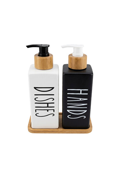 Dore Lüks Bambu Detaylı 2’li Hands&Dishes Sıvı Sabunluk Seti