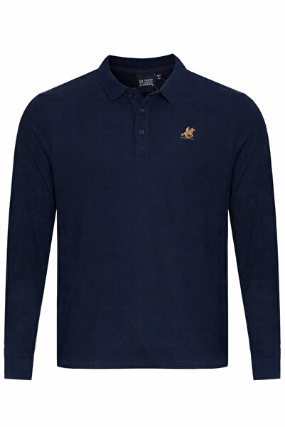 U.S. GRAND POLO EQUIPMENT & APPAREL Navy Blue Polo Shirt with Embroidered Logo