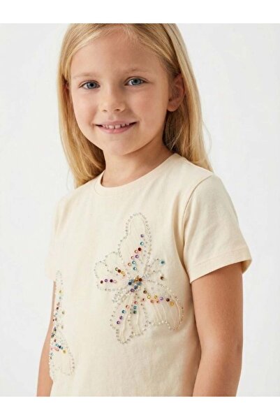 Zekids تي شيرت بتصميم مطرز على شكل فراشة للفتيات