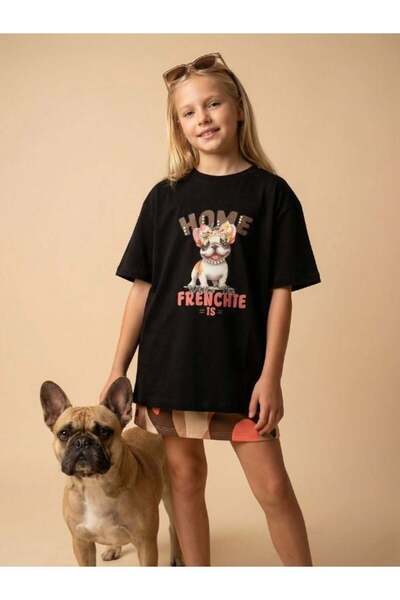 Zekids Κοριτσίστικο μπλουζάκι με στάμπα Frenchie σε μεγάλο μέγεθος