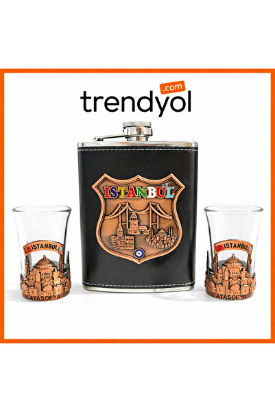 Meya design Istanbul Themed Flask Set with 2 Shot Glasses Gift Set