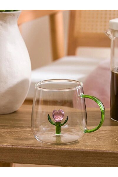 LC Waikiki Colorless Rose Figured Glass Mug 400 ml (S6)