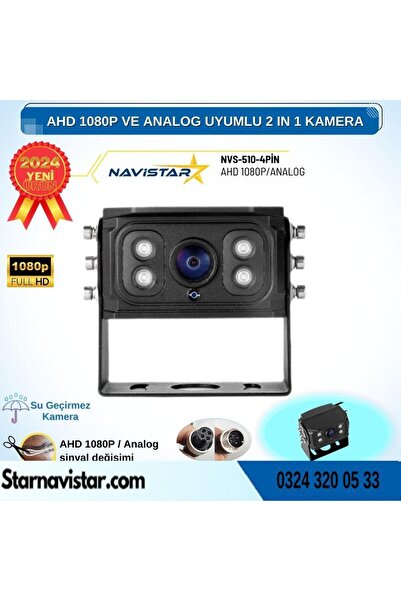 Navistar AHD 1080P ve Analog Pal Çevirilebilir 4 Pin Gece Görüşlü Full HD Ara...
