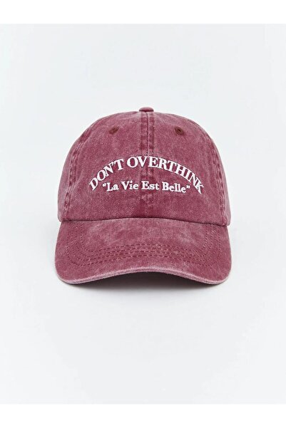 LC Waikiki Γυναικείο καπέλο από γκαμπαρντίνα με κεντημένο σλόγκαν (S6)